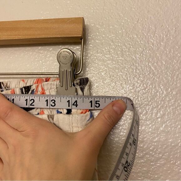 Briggs tropical floral print wide leg Linen pants palazzo tan coastal beach M - Picture 9 of 11